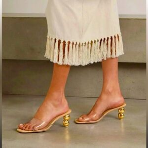 Cult Gaia Gigi Sandal transparent strap with gold Spherical Heel Size 39/9